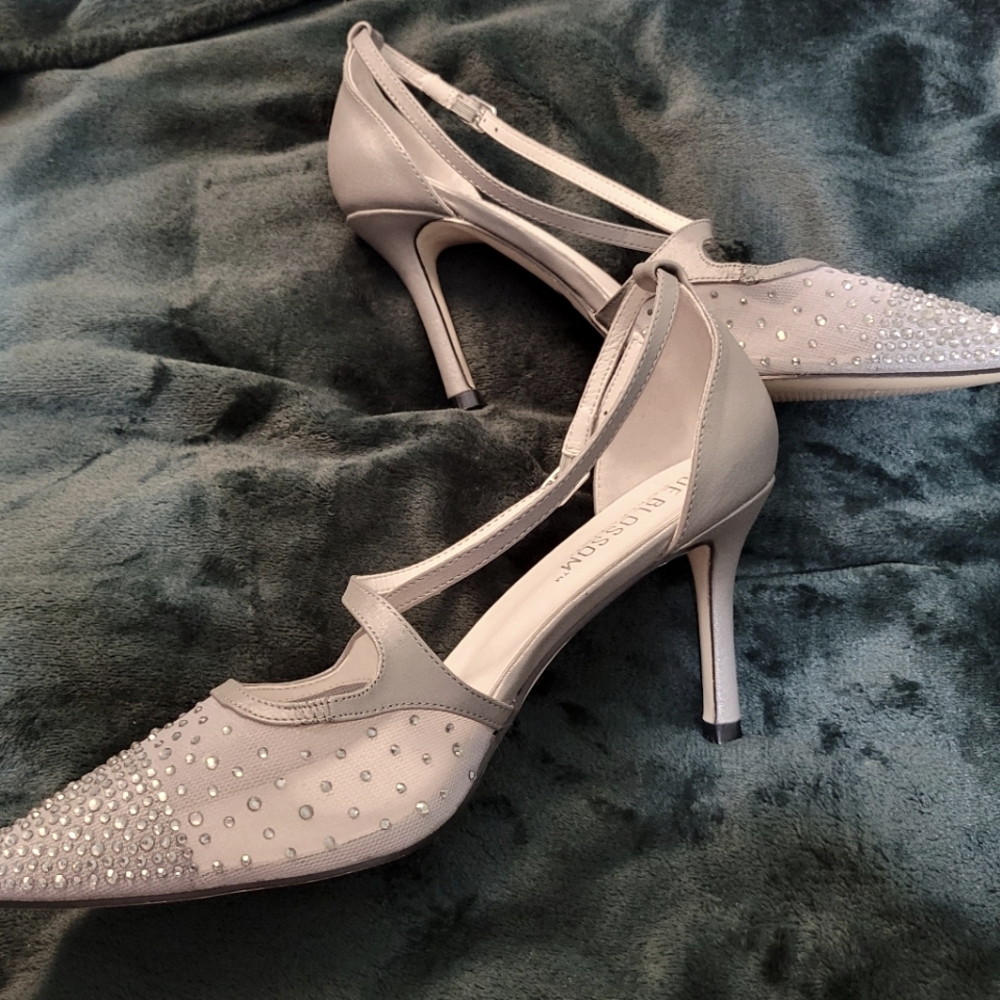 De Blossom Collection Pewter Rhinestone Heels